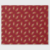 Papier Cadeau Rouge de motif tropical d'ananas d'or d'aluminium (Plat)