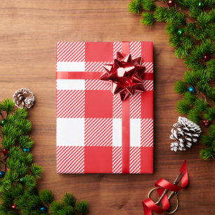 Papier Cadeau Rouge de Noël et blanc Buffalo à carreaux