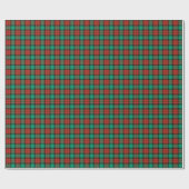 Papier Cadeau Rouge de plaid traditionnel de Noël et vert (Plat)