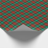 Papier Cadeau Rouge de plaid traditionnel de Noël et vert (Coin)