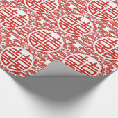 Papier Cadeau rouge double bonheur mariage chinois moderne (Coin)