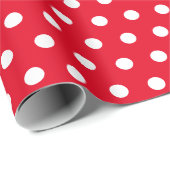 Papier Cadeau rouge et blanc à pois (Coin rond)