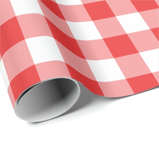 Papier Cadeau Rouge et blanc Checkered (Coin rond)