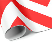 Papier Cadeau Rouge et blanc Grandes Dimensions Chevron (Coin rond)
