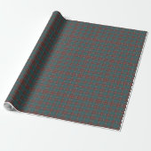Papier Cadeau Rouge Et Blanc Minimal Plaid Sur Vert Foncé (Déroulé)