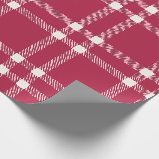 Papier Cadeau Rouge et blanc Plaid Simple mignon cadeau de Noël (Coin)