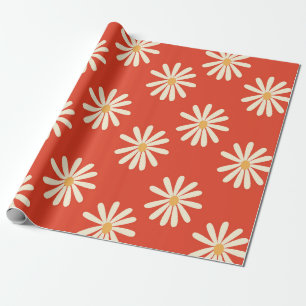 Papier Cadeau rouge et moutarde années 1970 super rétro rétro fl