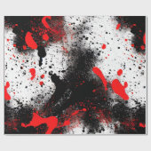 Papier Cadeau Rouge et Noir Éclaboussure (Plat)
