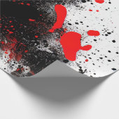 Papier Cadeau Rouge et Noir Éclaboussure (Coin)