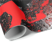 Papier Cadeau Rouge et Noir Éclaboussure (Coin rond)