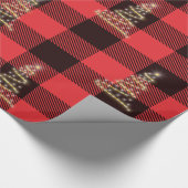 Papier Cadeau Rouge Et Noir Plaid Or Chrostmas Arbre Vacances (Coin)