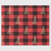 Papier Cadeau Rouge Et Noir Plaid Or Chrostmas Arbre Vacances (Plat)