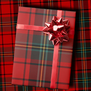 Papier Cadeau Rouge et noir vibrant tartan écossais