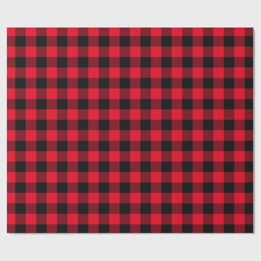 Papier Cadeau Rouge et noir Zig Zag Buffalo Plaid Noël (Plat)