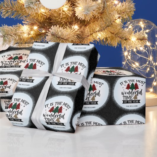 Papier Cadeau Rouge et vert Buffalo Plaid Motif Joyeux Noël (Vacances)