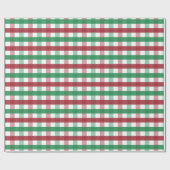 Papier Cadeau Rouge et Vert Classique Gingham Plaid Noël (Plat)