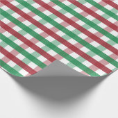 Papier Cadeau Rouge et Vert Classique Gingham Plaid Noël (Coin)