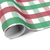 Papier Cadeau Rouge et Vert Classique Gingham Plaid Noël (Coin rond)