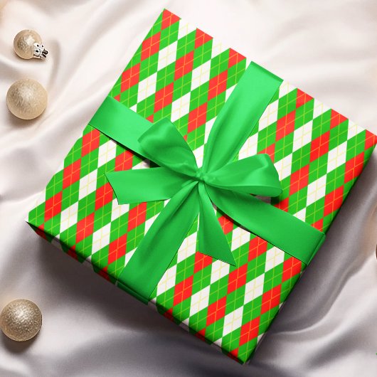 Papier Cadeau Rouge et vert de Noël Argyle