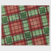 Papier Cadeau Rouge et vert motif carreau de buffle de Noël (Plat)