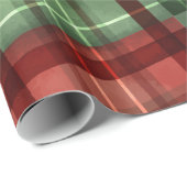 Papier Cadeau Rouge et vert motif carreau de buffle de Noël (Coin rond)