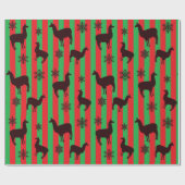 Papier Cadeau Rouge et vert Noël lamas cadeau de fête (Plat)