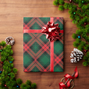 Papier Cadeau Rouge et vert Noël Plaid cadeau de vacances Wrappi
