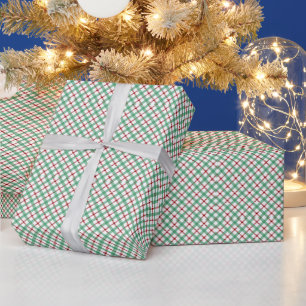 Papier Cadeau Rouge et vert Noël Plaid Motif sans couture