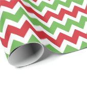 Papier Cadeau Rouge et vert Noël Zigzag Chevron Stripes (Coin rond)