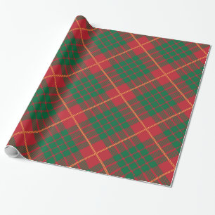 Papier Cadeau Rouge et vert or accents buffalo plaid motif