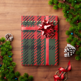 Papier Cadeau Rouge et vert plaid
