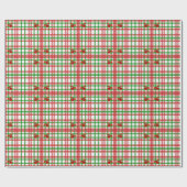 Papier Cadeau Rouge et vert Plaid et Bows Pays Noël (Plat)