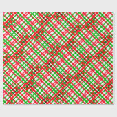 Papier Cadeau Rouge et vert plaid Joyeux Noël Joyeux Joyeux Fête (Plat)