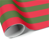 Papier Cadeau Rouge et Vert Rayé Noël Classique (Coin rond)