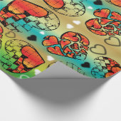 Papier Cadeau Rouge et vert Whimsical Romantique Coeurs motif (Coin)