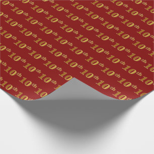 Papier Cadeau Rouge, événement d'or de Faux 10ème (dixième)