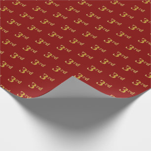 Papier Cadeau Rouge, Faux Gold 3e (troisième) Enveloppement d'év