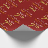 Papier Cadeau Rouge, Faux Gold "HAPPY 7th BIRTHDAY" (Coin)