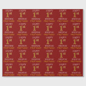 Papier Cadeau Rouge, Faux Gold "HEUREUX 1er anniversaire" (Plat)