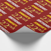 Papier Cadeau Rouge, Faux/Imitation Gold, "22e anniversaire" (Coin)