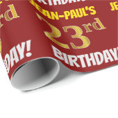 Papier Cadeau Rouge, Faux/Imitation Gold, "23e anniversaire" (Coin rond)