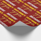 Papier Cadeau Rouge, Faux/Imitation Gold, "77e anniversaire" (Coin)