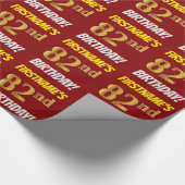 Papier Cadeau Rouge, Faux/Imitation Gold, "82e anniversaire" (Coin)