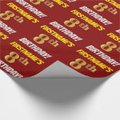 Papier Cadeau Rouge, Faux/Imitation Gold, "8e anniversaire" (Coin)