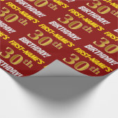 Papier Cadeau Rouge, Faux/Imitation Or, "30e anniversaire" (Coin)