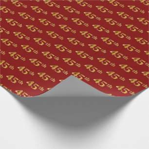 Papier Cadeau Rouge, Faux Or 45e (Quarante-Cinquième) Evénement