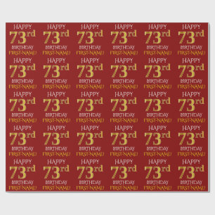 Papier Cadeau Rouge, Faux Or "HEUREUX 73ème anniversaire"