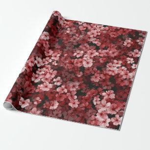 Papier Cadeau Rouge Fleurs de Ditsy Rose Doux Pastel Bohème Vint
