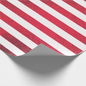 Papier Cadeau Rouge Foil rayé métallique brillant (Coin)