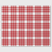 Papier Cadeau Rouge foncé et blanc plaid|Grand Motif| (Plat)